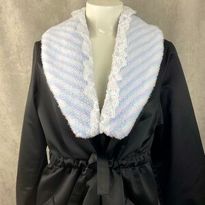 Upcycled Vintage faux sherpa pastel striped detachable collar OSFM